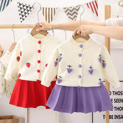 Girl's knit cardigan sweater two-piece set