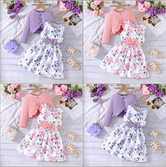 Spring and Autumn Colorful Suspender Skirt + Solid Color Fashion Jacket