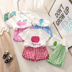 Summer new girls short sleeve shorts set