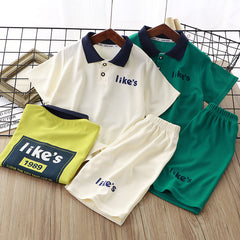 Children's New Waffle Short Sleeve Polo Shirt Set