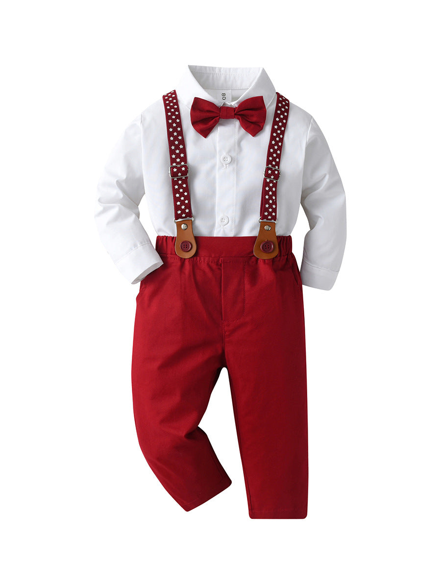 Boys Shirt with Suspender Trousers Set