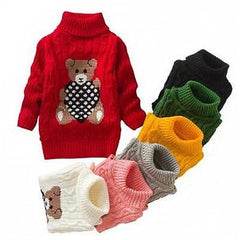 Cartoon high neck children's knitted sweater