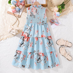 Girls Floral Print Elasticated Fit & Flare Dress