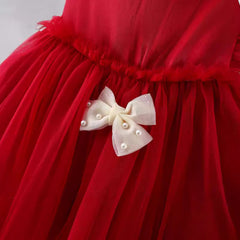 Girls Tulle Overlay Empire Line Party Dress with Bows