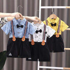 Boys Shirt with Suspender Shorts Set