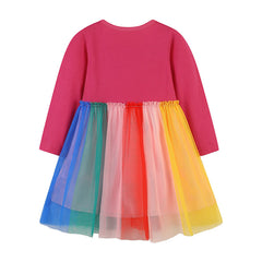 Girls Rainbow Print Tulle Dress