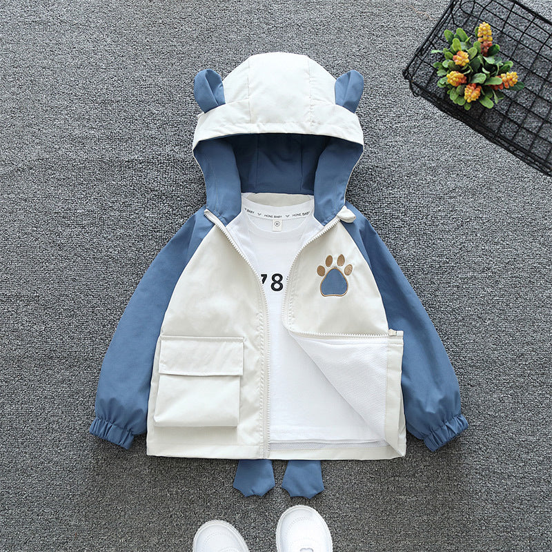 Boy's and Girl's Colorblocking Cartoon Jacket