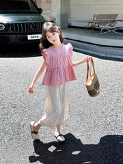 Girl's Chiffon Shirt Seven-Point Pant Sets