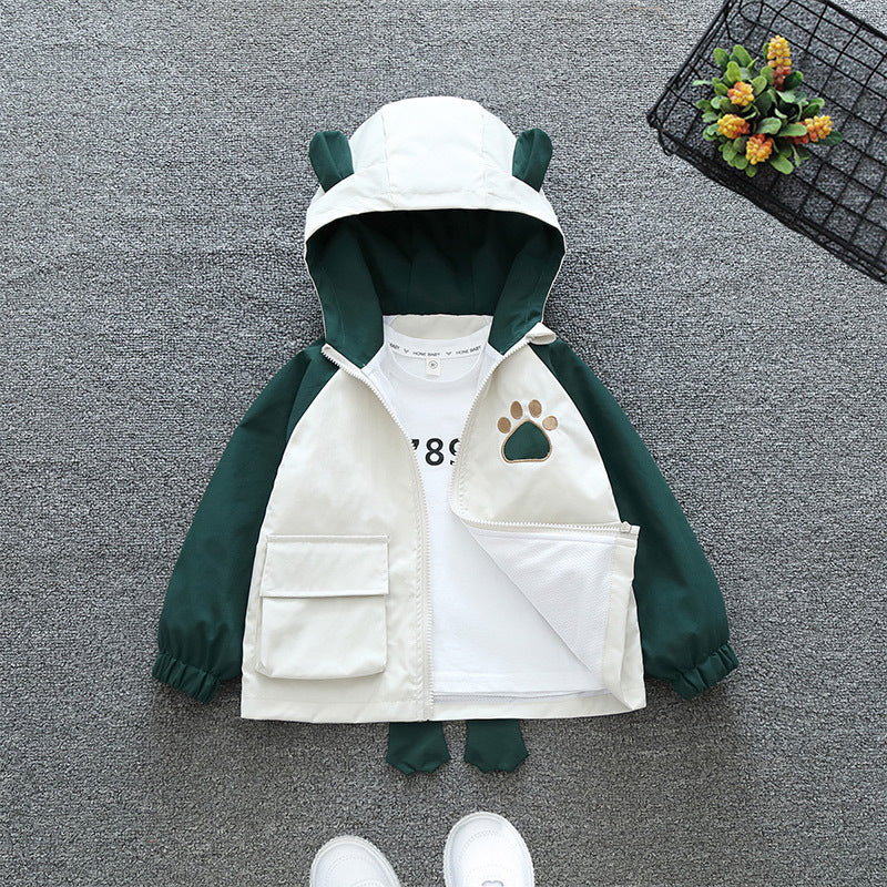 Boy's and Girl's Colorblocking Cartoon Jacket