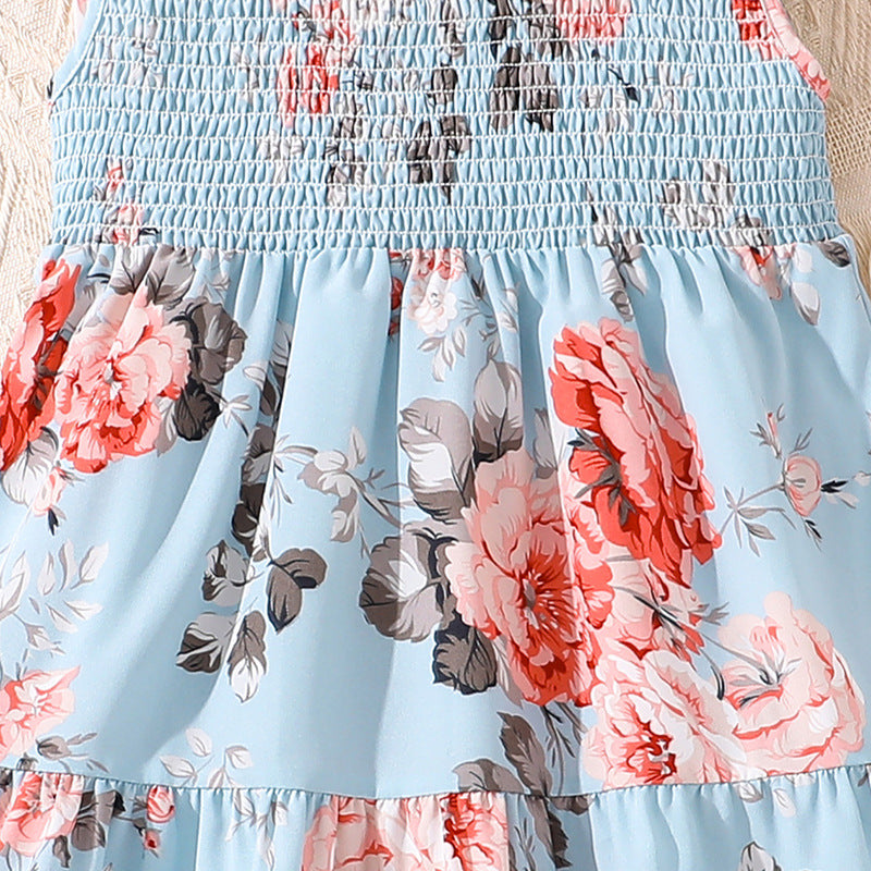 Girls Floral Print Elasticated Fit & Flare Dress