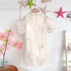 Girls Short Sleeve Dress Cheongsam Chinese Style