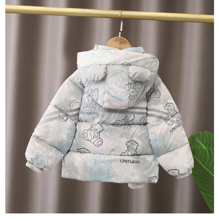 Girls Long Sleeve Hooded Cartoon Cotton Jacket