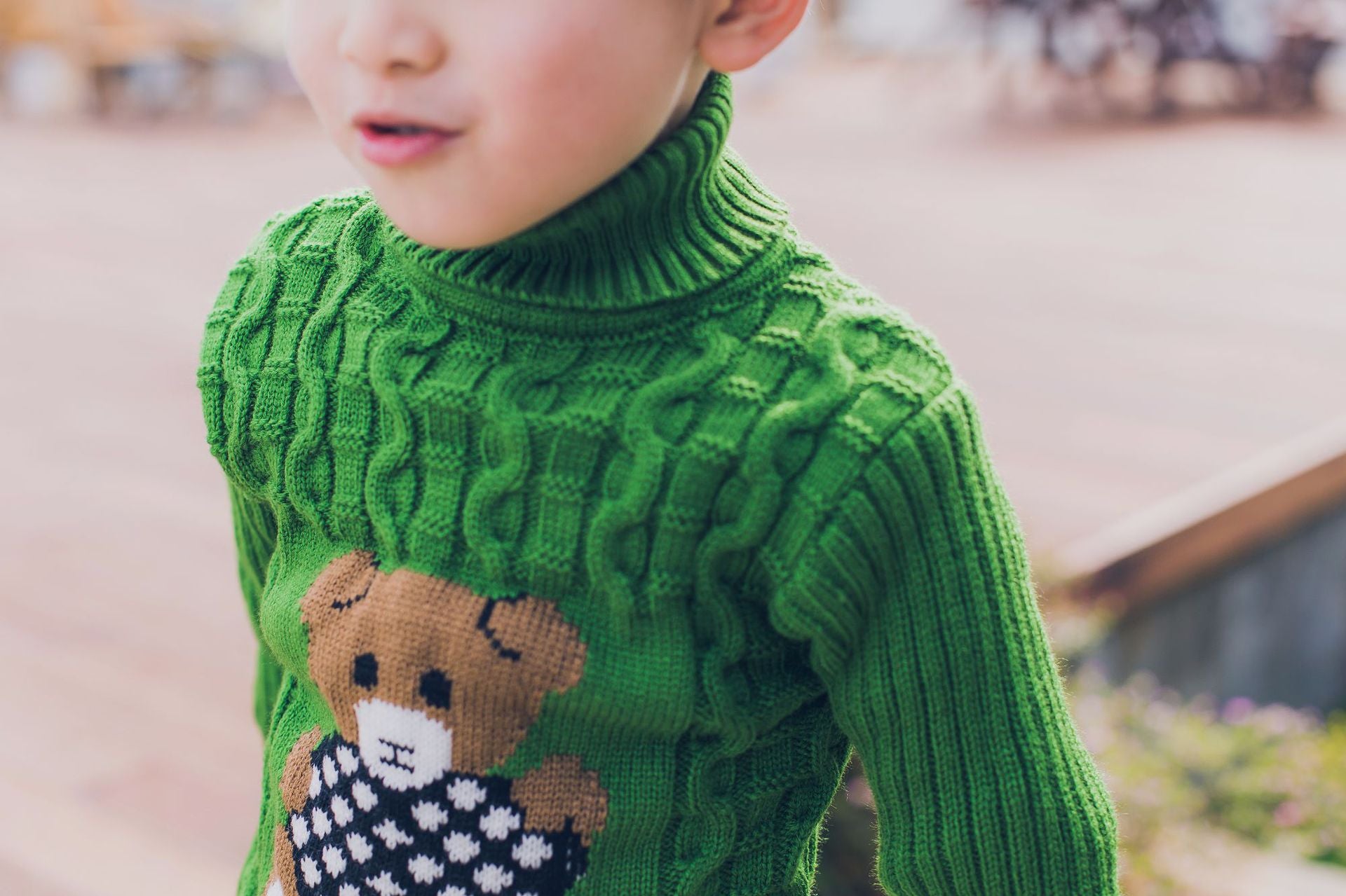 Cartoon high neck children's knitted sweater