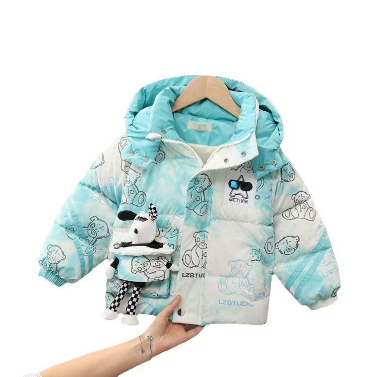 Girls Long Sleeve Hooded Cartoon Cotton Jacket