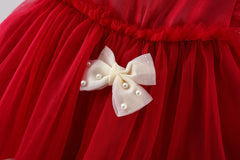 Girls Tulle Overlay Empire Line Party Dress with Bows