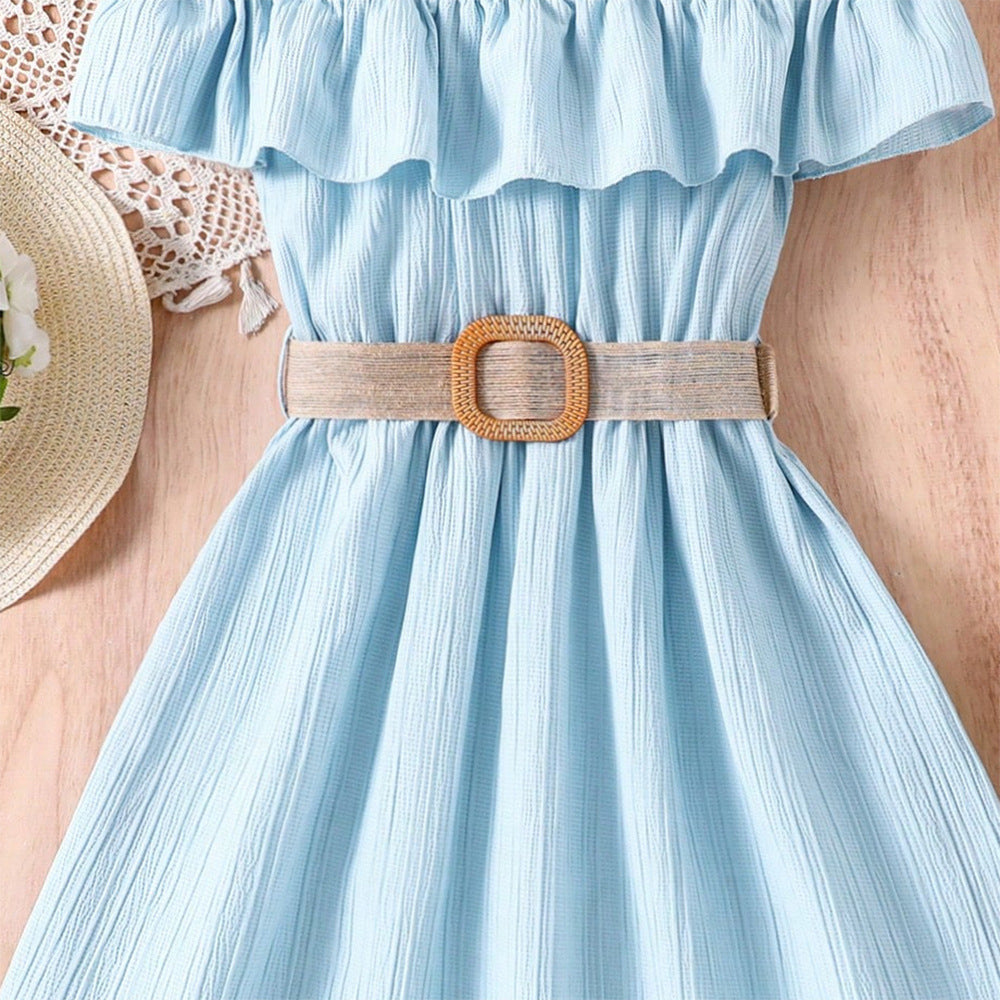 Girls Off Shoulder Fit & Flare Dress