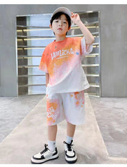 Boys' Summer Quick Dry Short Sleeve Sports Printed Two Piece Set