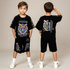 Boys Printed T-shirt with Shorts Set