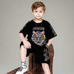 Boys Printed T-shirt with Shorts Set