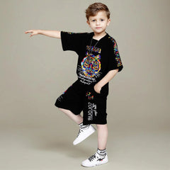 Boys Printed T-shirt with Shorts Set