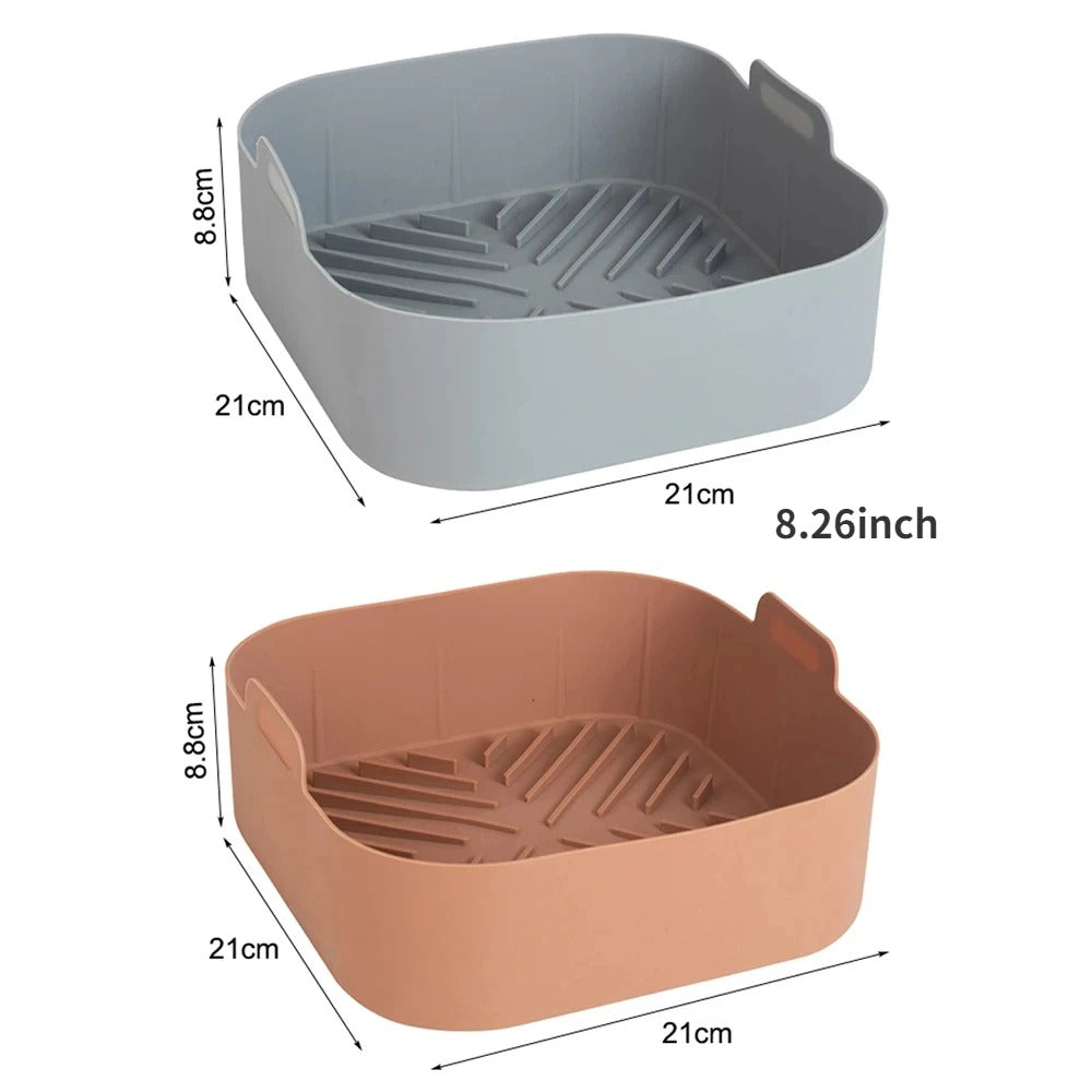 21CM Silicone Air Fryers Liner Basket Square Reusable AirFryers Pot Tray Heat Resistant Food Baking AirFryers Oven Accessories