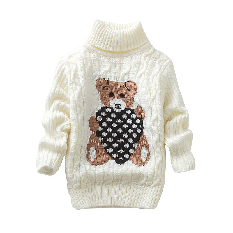 Cartoon high neck children's knitted sweater