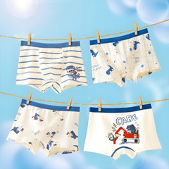 4Pcs Boys' Cotton Boxer Briefs Sets