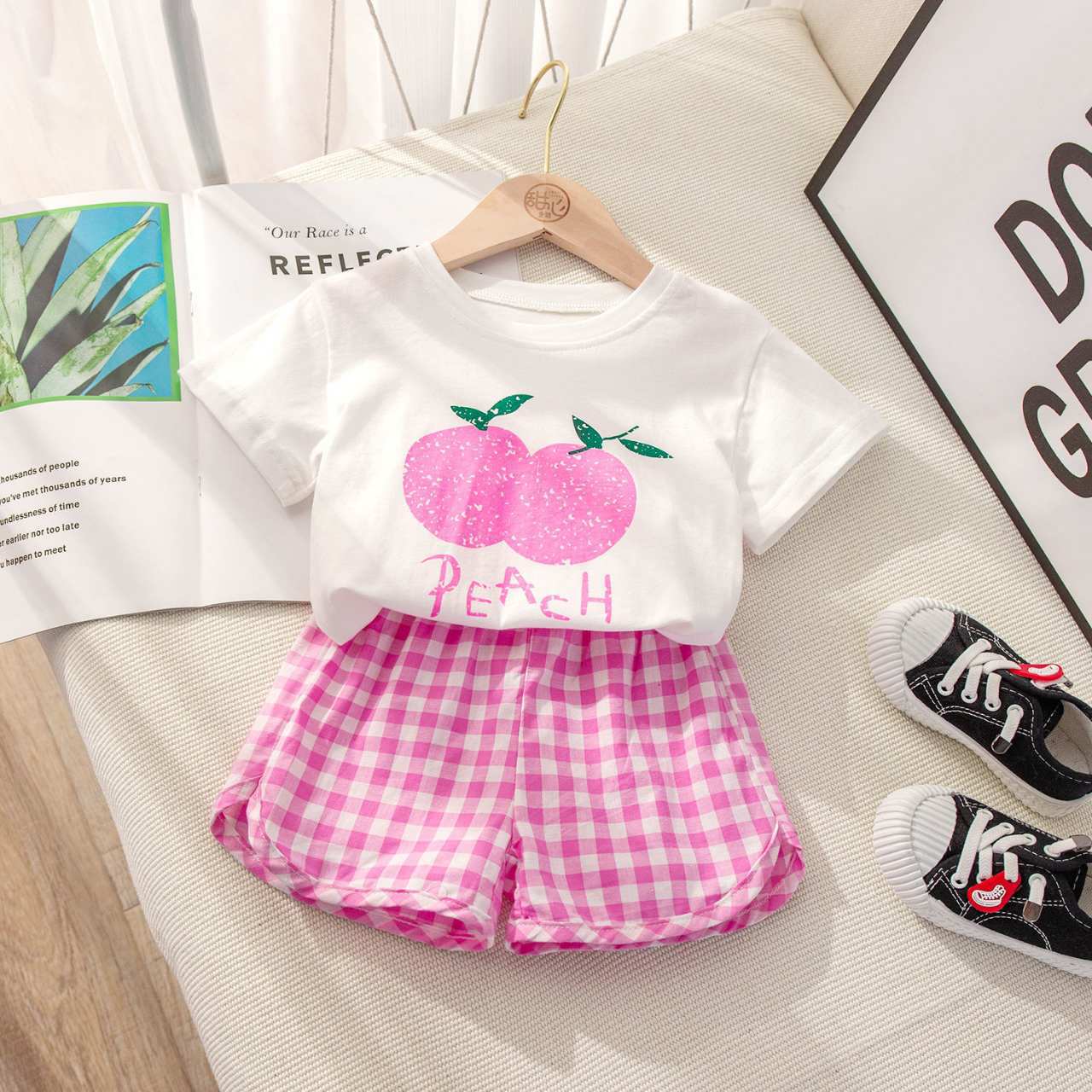 Summer new girls short sleeve shorts set