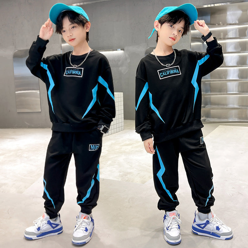 Boys fall and winter suit padded sweater casual two-piece set