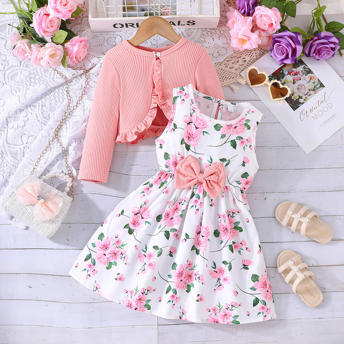 Spring and Autumn Colorful Suspender Skirt + Solid Color Fashion Jacket