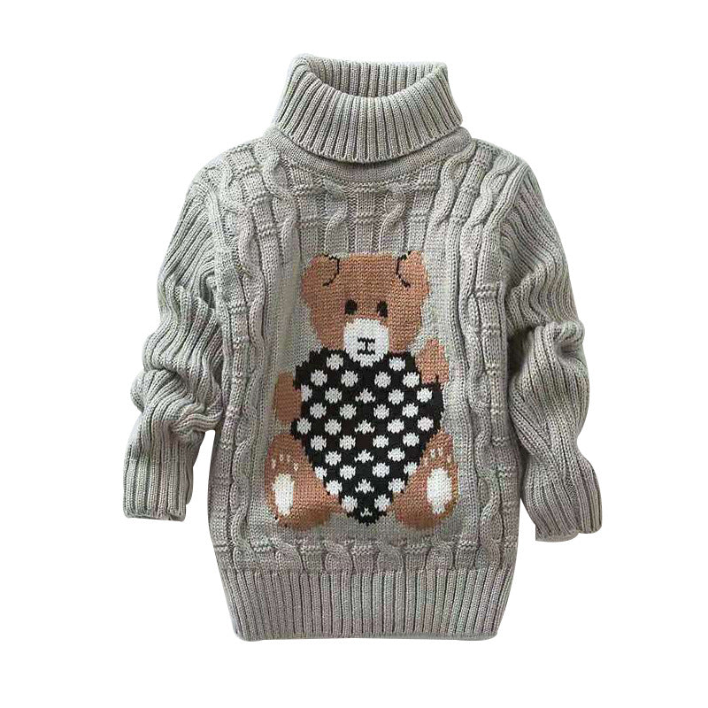 Cartoon high neck children's knitted sweater