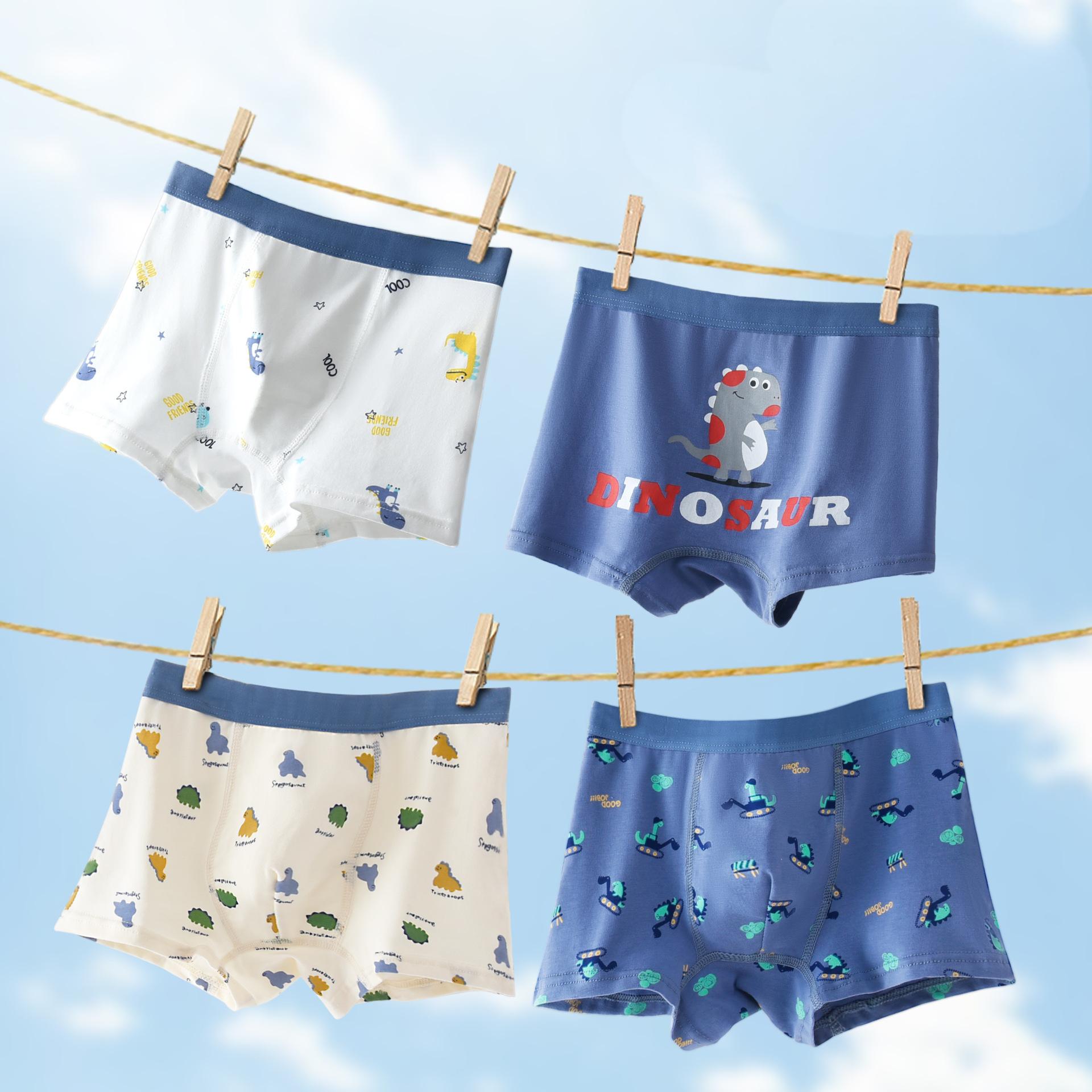 4Pcs Boys' Cotton Boxer Briefs Sets