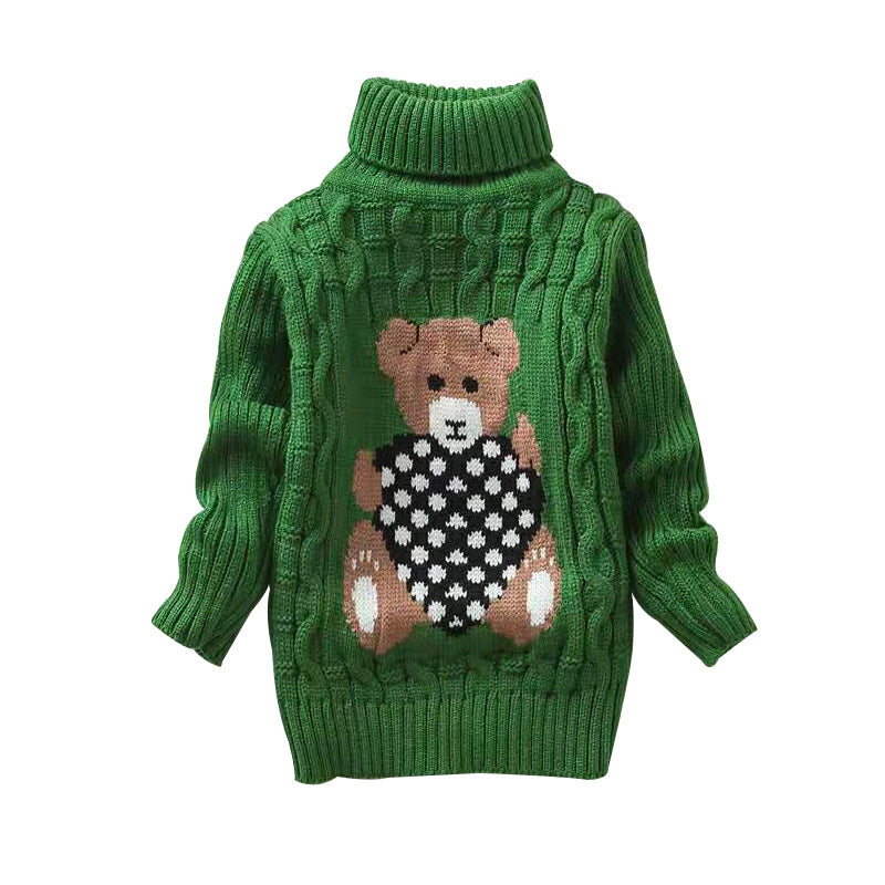 Cartoon high neck children's knitted sweater