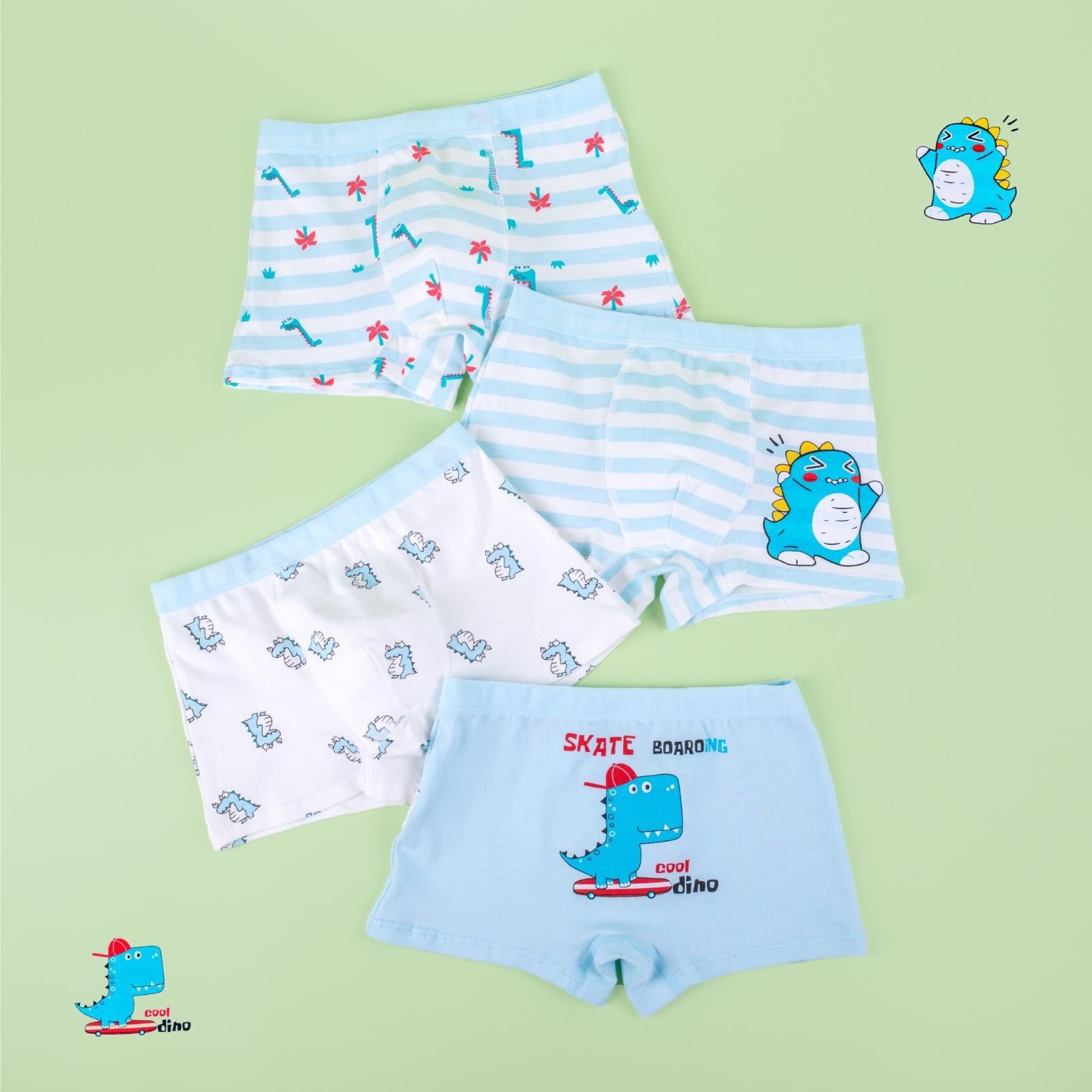 4Pcs Boys' Cotton Boxer Briefs Sets