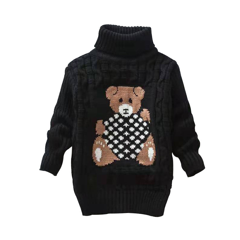 Cartoon high neck children's knitted sweater