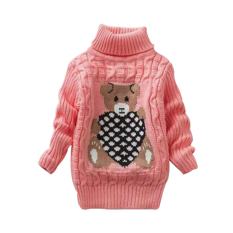 Cartoon high neck children's knitted sweater