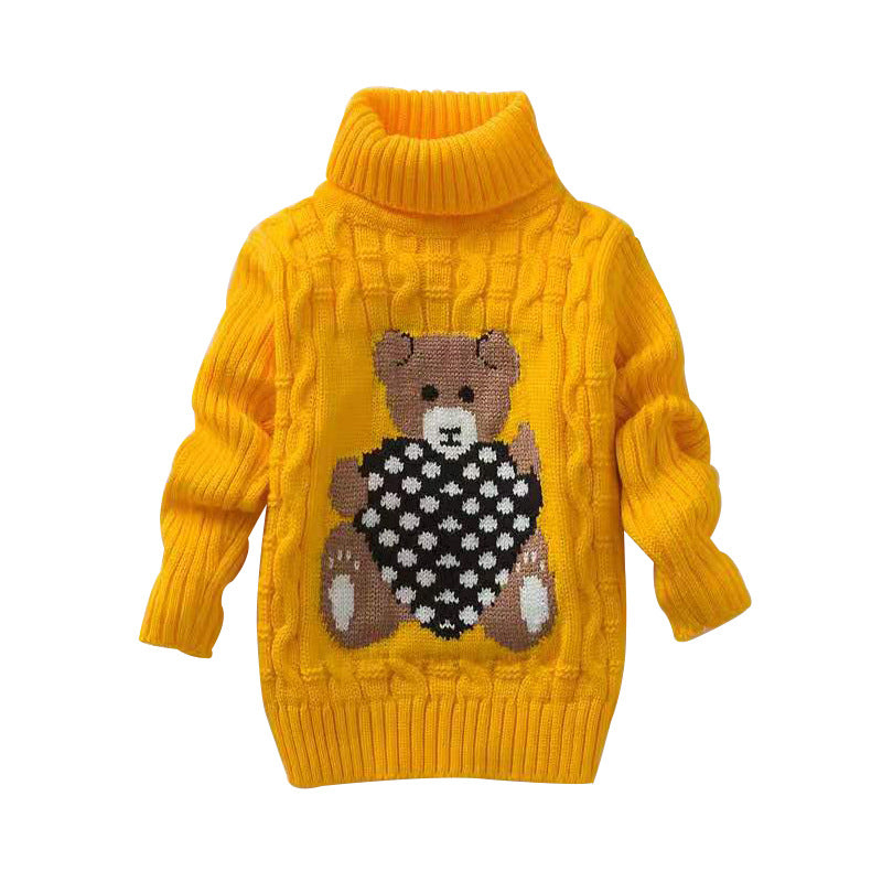 Cartoon high neck children's knitted sweater