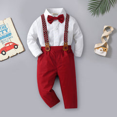 Boys Shirt with Suspender Trousers Set