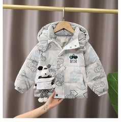 Girls Long Sleeve Hooded Cartoon Cotton Jacket