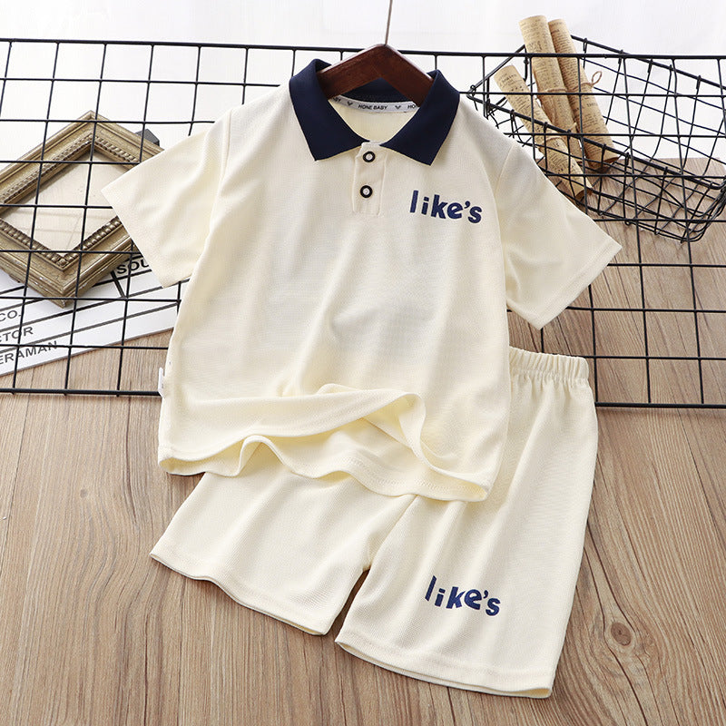 Children's New Waffle Short Sleeve Polo Shirt Set