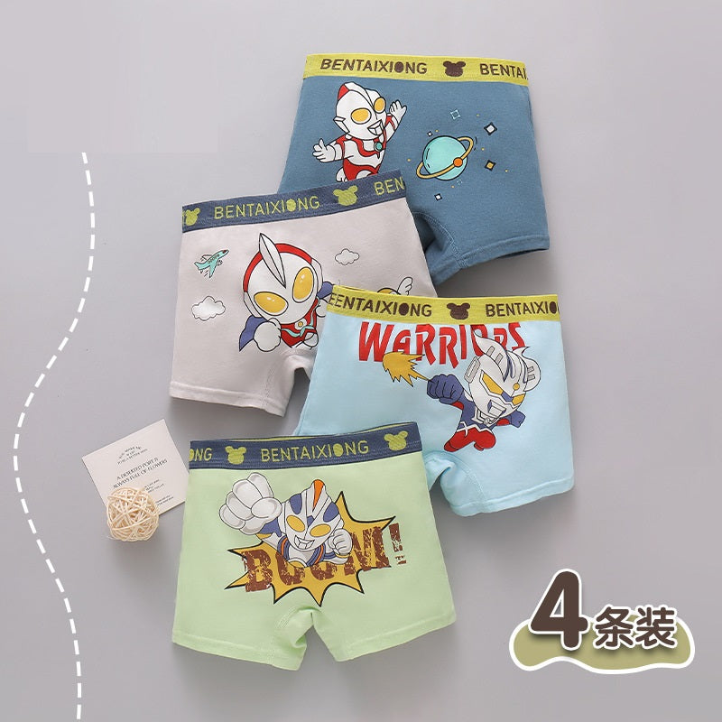 4Pcs Boys' Cotton Boxer Briefs