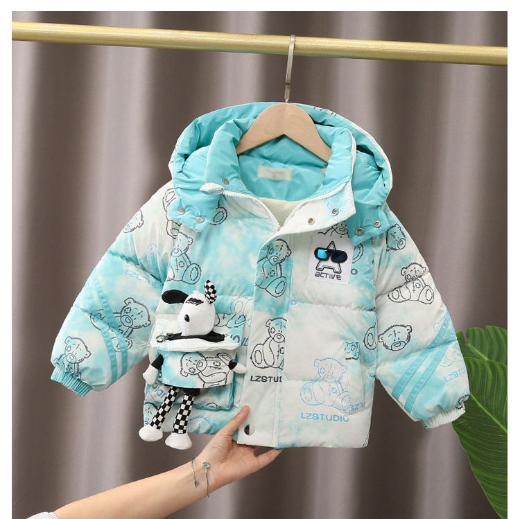 Girls Long Sleeve Hooded Cartoon Cotton Jacket