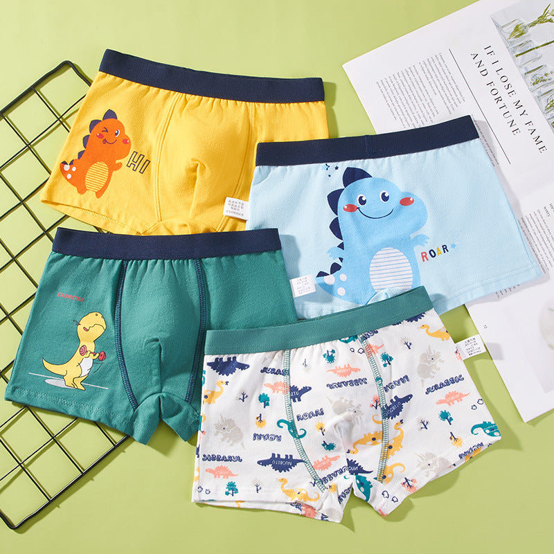 【4pcs】Boys' Cartoon Cotton Boxer Briefs