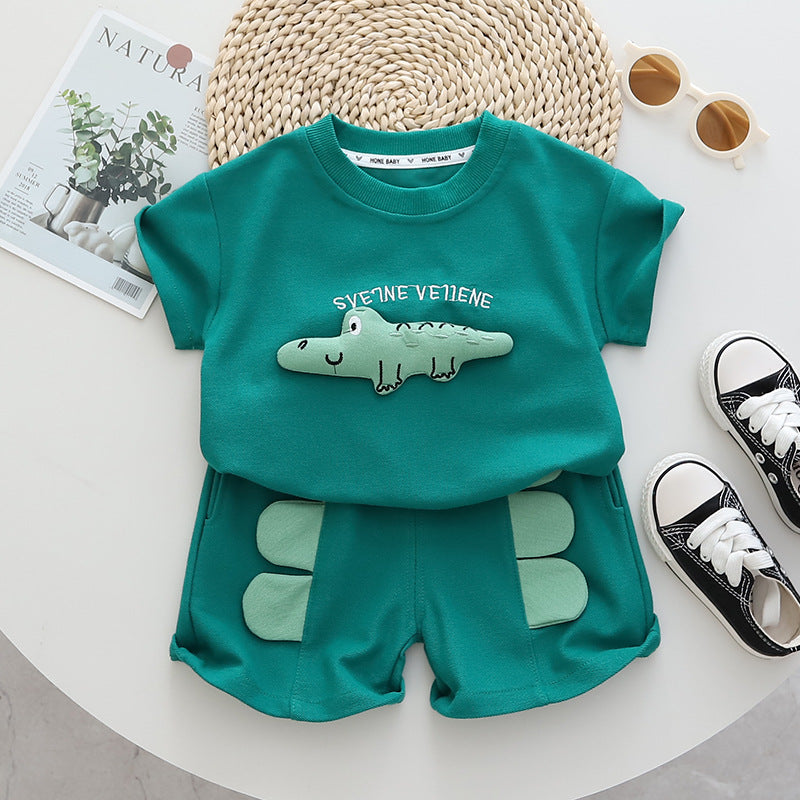 Boys Cubic Printed Short Sleeve Shorts Set