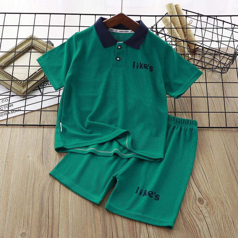 Children's New Waffle Short Sleeve Polo Shirt Set