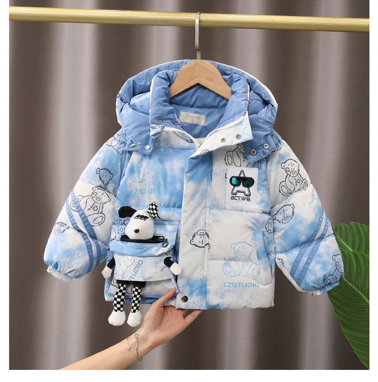 Girls Long Sleeve Hooded Cartoon Cotton Jacket