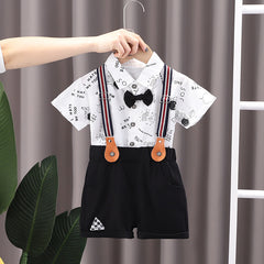 Boys Shirt with Suspender Shorts Set