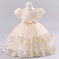 Girls Embroidered Tiered Party Dress