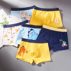 【4pcs】Boys' Cartoon Cotton Boxer Briefs