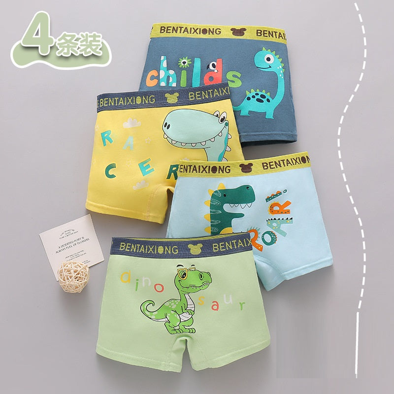 4Pcs Boys' Cotton Boxer Briefs